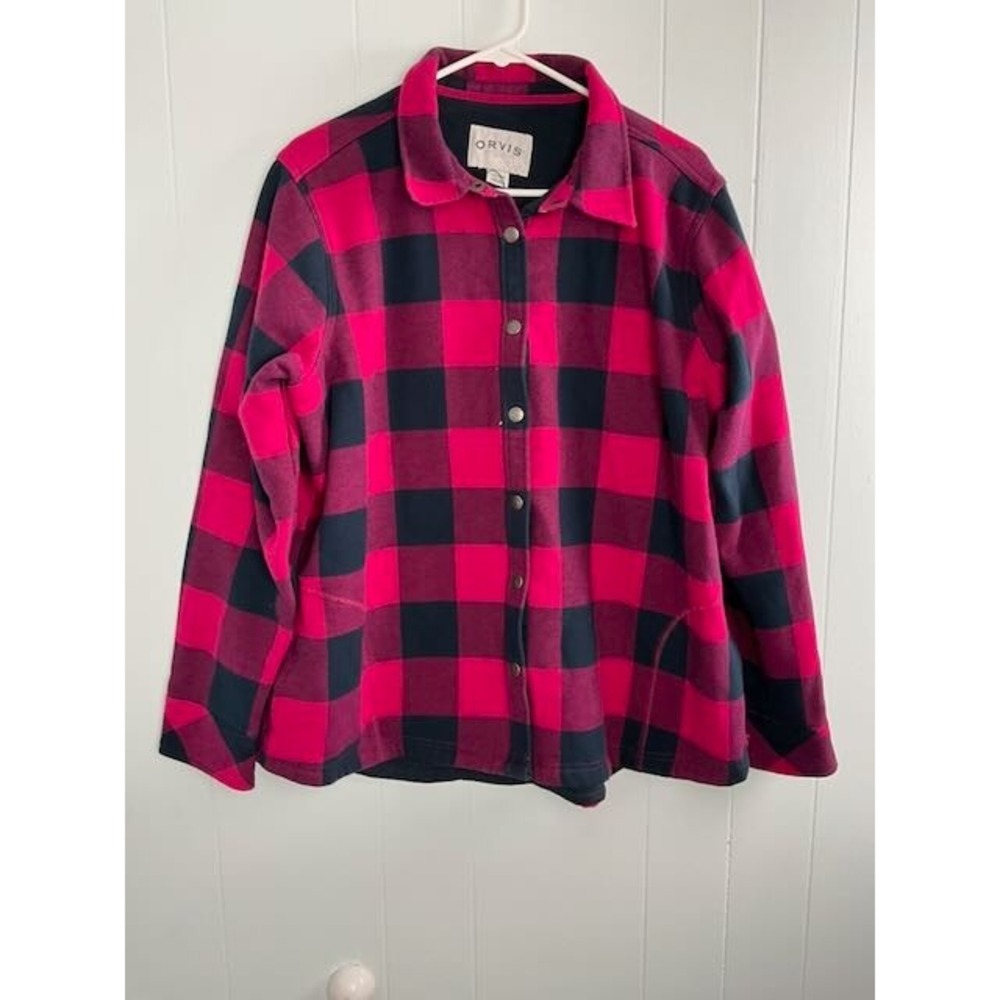 Orvis Red & Black Buffalo Plaid‎ Jacket Women's XXL Fleece Lined Shacket Classic
